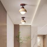 Semi flush mount stone ceiling light angled view