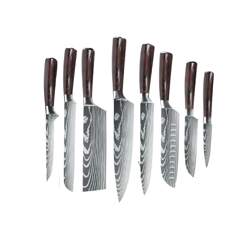 Japanese kitchen knife set pcs arranged in gift box