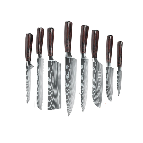 Japanese kitchen knife set pcs arranged in gift box