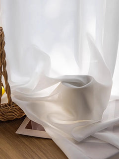 Sheer White Curtains – Self - Adhesive Gauze Panel for Bay Windows - Hurbane Home