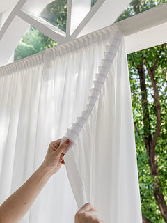 Sheer White Curtains – Self - Adhesive Gauze Panel for Bay Windows - Hurbane Home