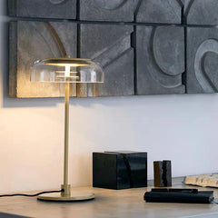 Side lamp table styled on a desk