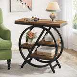 metal side table frame with geometric structure