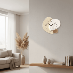 Silent Wall Clock – Modern Moon Phase White Wooden Design - Hurbane Home