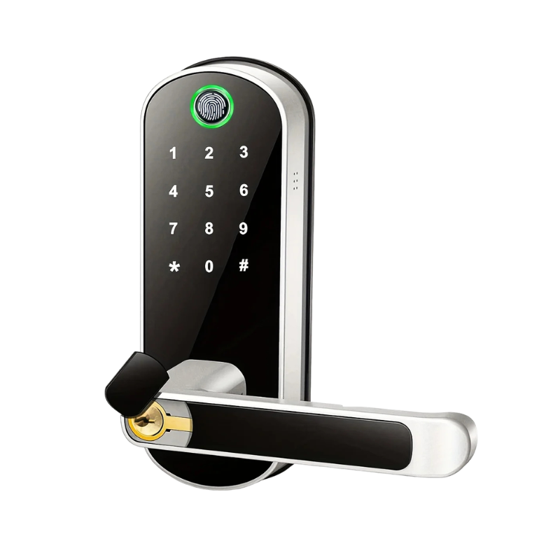 biometric lock for main door with touchscreen and handle design