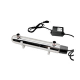 Simple UV water purifier stainless steel body close-up