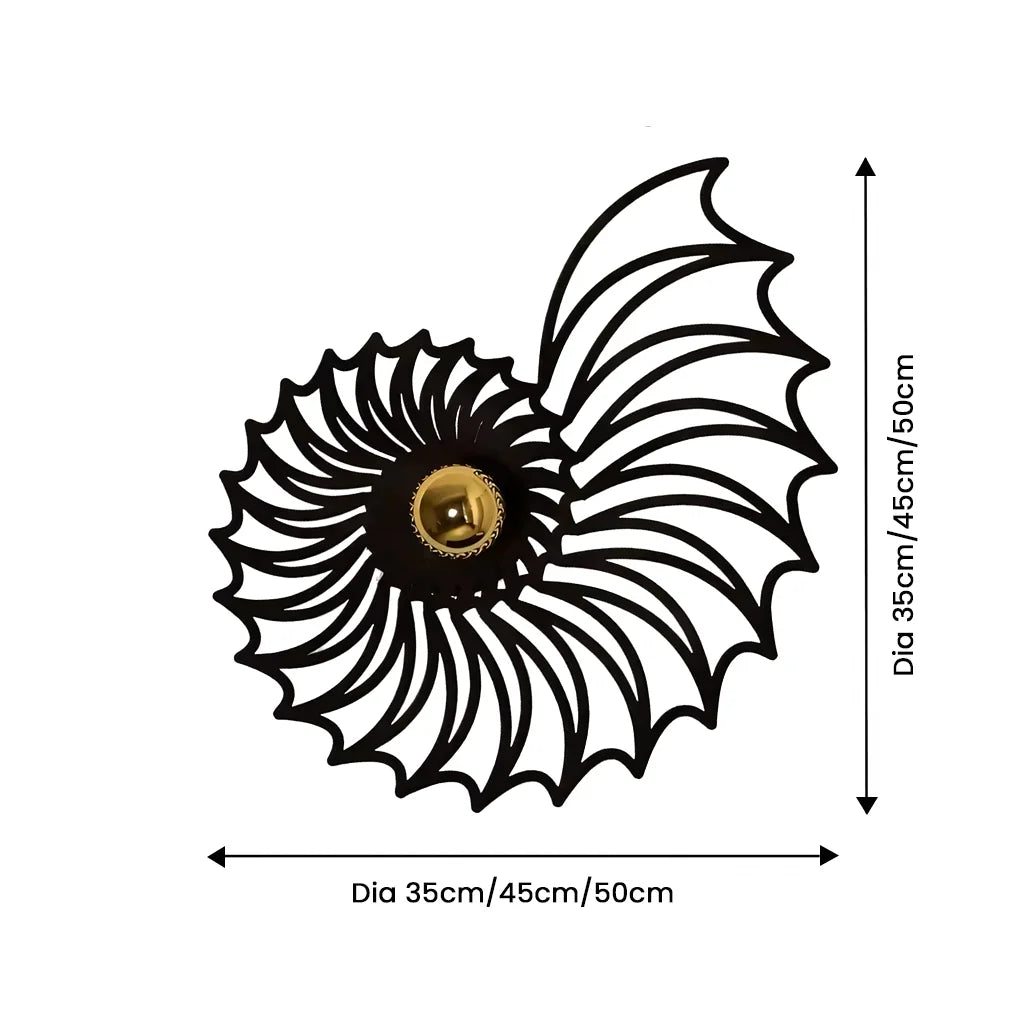 Shell wall light size guide for three diameters