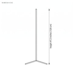 Line drawing showing corner floor lamp height of 47.2 inches on a triangle base