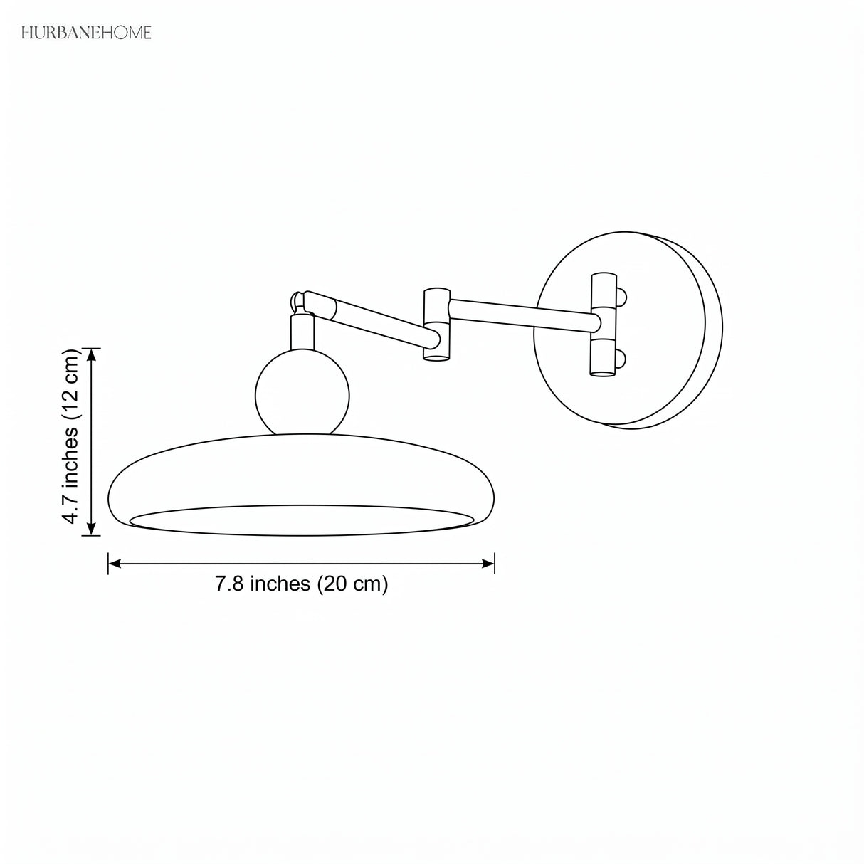 Dimension diagram showing shade 7.8 inch diameter and 4.7 inch height