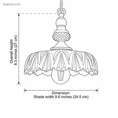 retro glass flower pendant light dimensions
