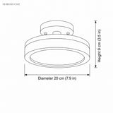 Line drawing showing the ceiling light at 20 cm diameter and 9 cm height