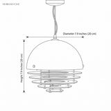 Line drawing of the dome pendant with four stacked rings, 7.9 inch diameter by 7.9 inch height