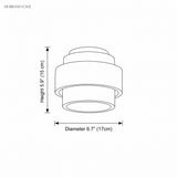 Line drawing showing ceiling light dimensions of 6.7 inch diameter and 5.9 inch height