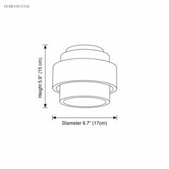 Line drawing showing ceiling light dimensions of 6.7 inch diameter and 5.9 inch height