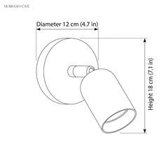 Dimension drawing showing 4.7 inch diameter base and 7.1 inch overall height