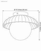 cream glass flower-bud ceiling light dimensions