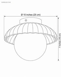 cream glass flower-bud ceiling light dimensions