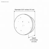 Dimension illustration of round travertine wall sconce, 5.91 in / 15 cm diameter