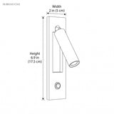 bedside reading wall sconce with rotating LED size dimensions