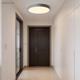 Flush mount ceiling light in an entry hallway with joinery