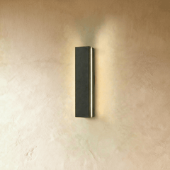 Slim linear LED exterior wall sconce close detail view 2