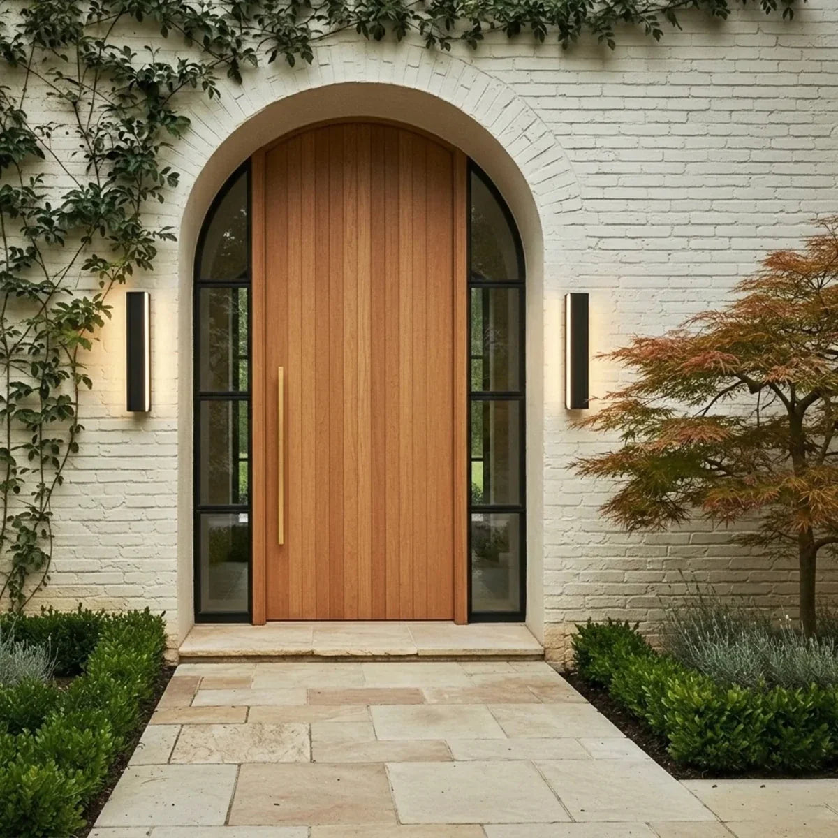 Slim linear LED exterior wall sconce close detail view 8