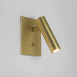 Copper plated square wall sconce with a cylindrical LED spot head, view 2