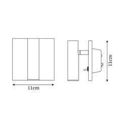 Small square LED wall sconce with an integrated switch, black finish, view 13
