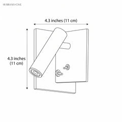 Line drawing of square wall sconce, 4.3 inch width by 4.3 inch height