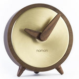Atomo Walnut and Brass Table Clock Minimalist Handcrafted Timepiece