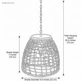Drawing showing shade diameter 8.6 inches and total hanging height 29.5