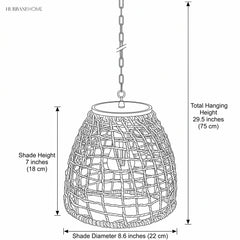 Drawing showing shade diameter 8.6 inches and total hanging height 29.5