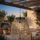 Solar woven bell pendant lantern main product image on a plain background