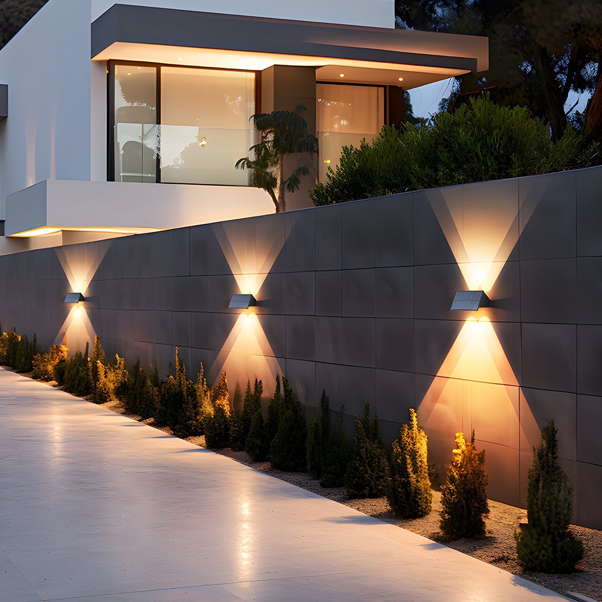 Solar outdoor wall light detail view 6 showing finish and construction