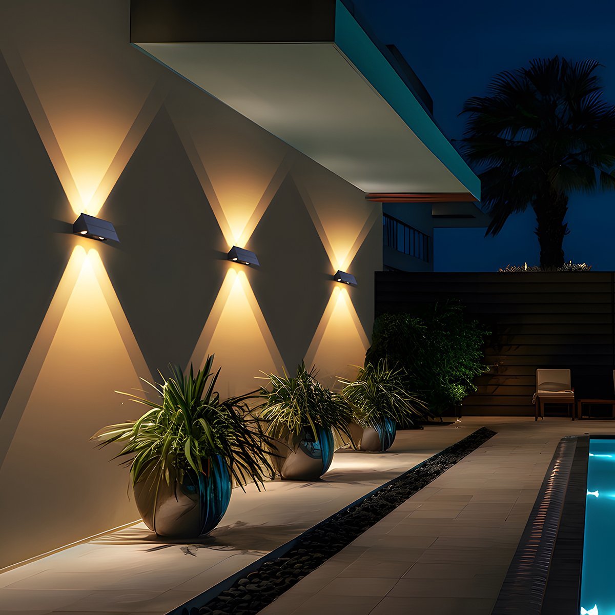 Solar outdoor wall light detail view 7 showing finish and construction