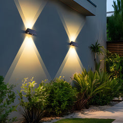 Solar outdoor wall light detail view 2 showing finish and construction