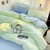 Solid Cotton Bed Linen - 4 - Piece Cotton Sheet Set with Duvet Cover - Hurbane Home