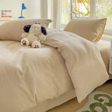 Solid Cotton Bed Linen - 4 - Piece Cotton Sheet Set with Duvet Cover - Hurbane Home