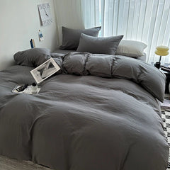 Solid Cotton Bedding Set - Soft Duvet Cover Sheet and Pillowcases - Hurbane Home