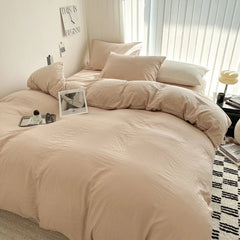 Solid Cotton Bedding Set - Soft Duvet Cover Sheet and Pillowcases - Hurbane Home