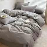 Solid Cotton Bedding Set - Soft Duvet Cover Sheet and Pillowcases - Hurbane Home