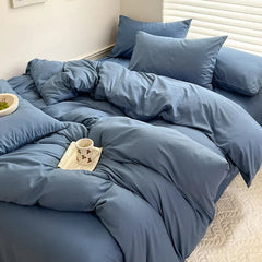 Solid Cotton Bedding Set - Soft Duvet Cover Sheet and Pillowcases - Hurbane Home