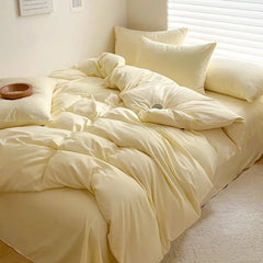Solid Cotton Bedding Set - Soft Duvet Cover Sheet and Pillowcases - Hurbane Home