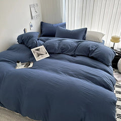 Solid Cotton Bedding Set - Soft Duvet Cover Sheet and Pillowcases - Hurbane Home