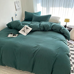 Solid Cotton Bedding Set - Soft Duvet Cover Sheet and Pillowcases - Hurbane Home