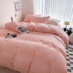 Solid Cotton Bedding Set - Soft Duvet Cover Sheet and Pillowcases - Hurbane Home