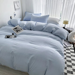 Solid Cotton Bedding Set - Soft Duvet Cover Sheet and Pillowcases - Hurbane Home