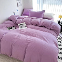 Solid Cotton Bedding Set - Soft Duvet Cover Sheet and Pillowcases - Hurbane Home