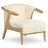 Sculptural solid oak upholstered chair with soft sheepskin seat