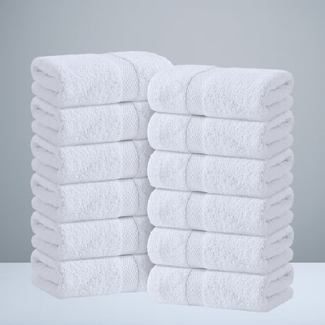 12 pc white hand towels